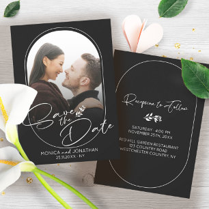Reserve A Data Casamento de Fotografias com Script Branco e Preto