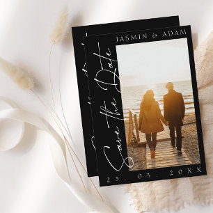 Reserve A Data Casamento de Fotografias com Script Branco e Preto