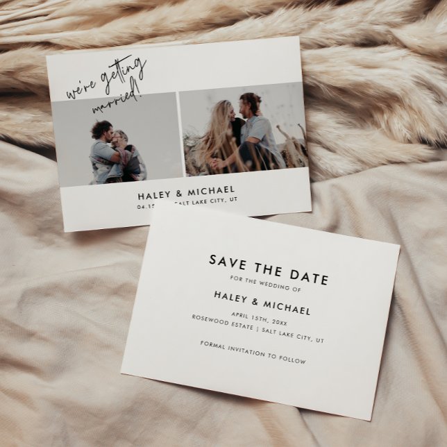 Reserve A Data Casamento de Fotografias com Script Branco Minimal (Criador carregado)