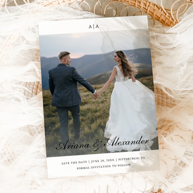 Reserve A Data Casamento de Fotografias com Script Elegante Cláss (Criador carregado)