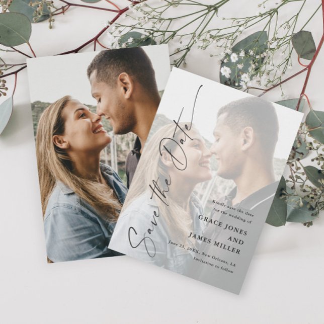 Reserve A Data Casamento de Fotografias com Script Elegante Moder (Criador carregado)