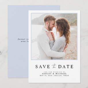 Reserve A Data Casamento de Fotografias com Script Moderno Azul S