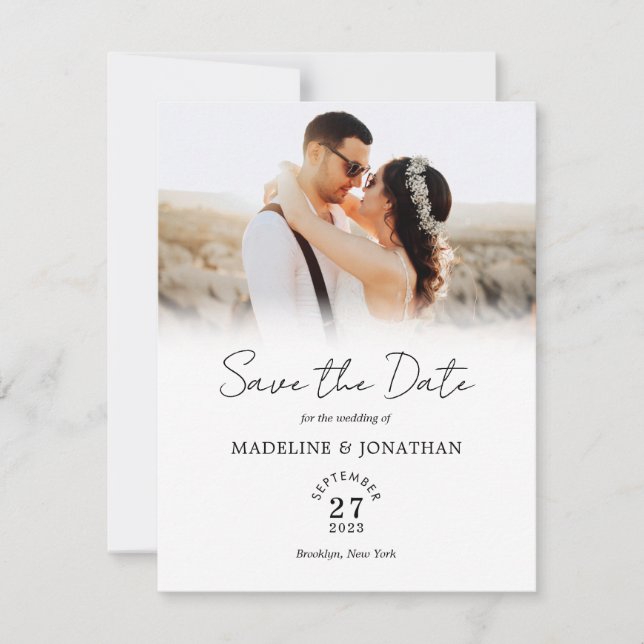 Reserve A Data Casamento de Fotografias com Script Moderno Simple (Frente)
