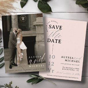 Reserve A Data Casamento de Fotografias Cor-de-Rosa Simples Blush