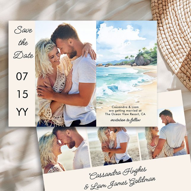 Reserve A Data Casamento de Fotografias da Beach Themed 4 (Photo Save the Date from the Summer Beach Wedding Collection by Darling & May)
