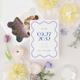 Reserve A Data Casamento de Fotografias de Onda Lavanda Azul Mode