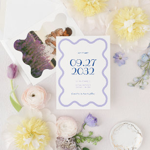 Reserve A Data Casamento de Fotografias de Onda Lavanda Azul Mode