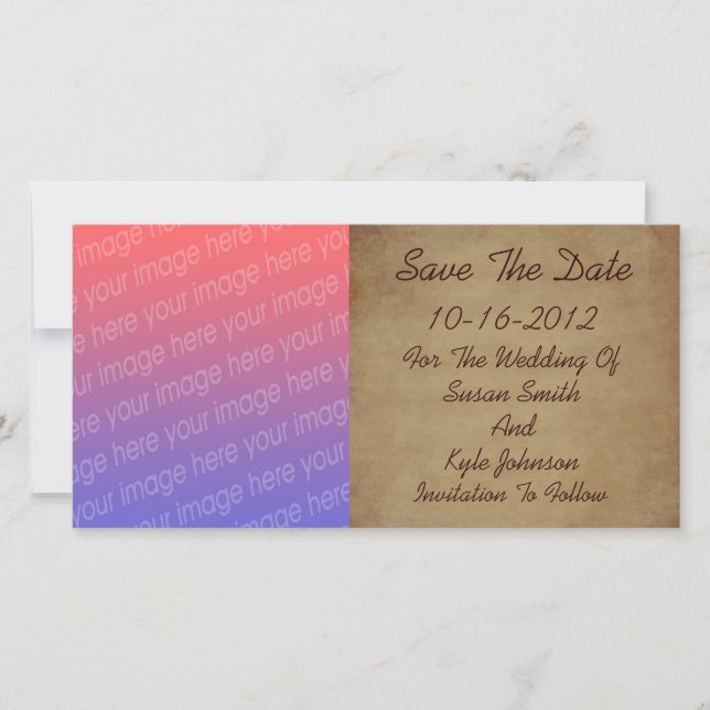 Reserve A Data Casamento de Fotografias de Papel Vestido (Frente)