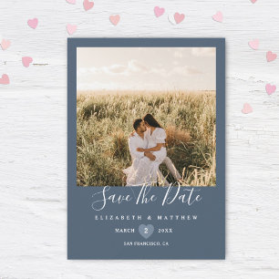 Reserve A Data Casamento de Fotografias do Casal Azul Dusty Elega