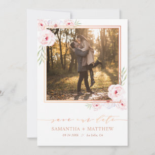 Reserve A Data Casamento de Fotografias Dourado com Rosa de Aquar
