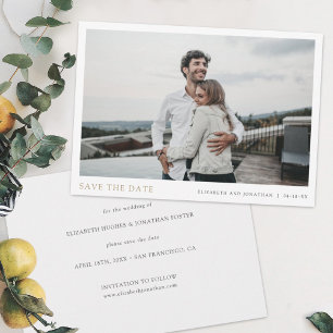 Reserve A Data Casamento de Fotografias Dourado Simples Elegante