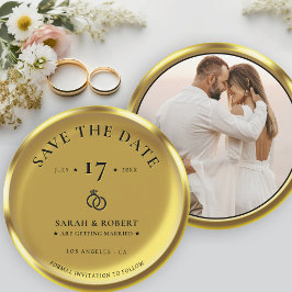 Reserve A Data Casamento de Fotografias Elegante de Moedas Dourad