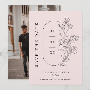 Reserve A Data Casamento de Fotografias Florais Desenhadas e Pret