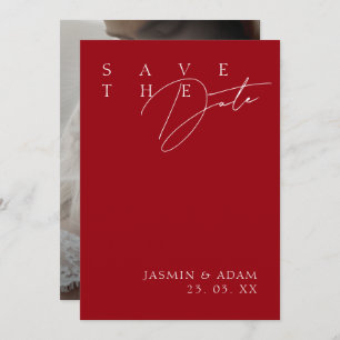 Reserve A Data Casamento de Fotografias Modernas Brancas Vermelha