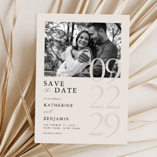 Reserve A Data Casamento de Fotografias Modernas de Preto e Mínim