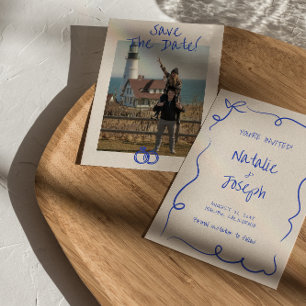 Reserve A Data Casamento de Fotografias Modernas Escritas na Mão 