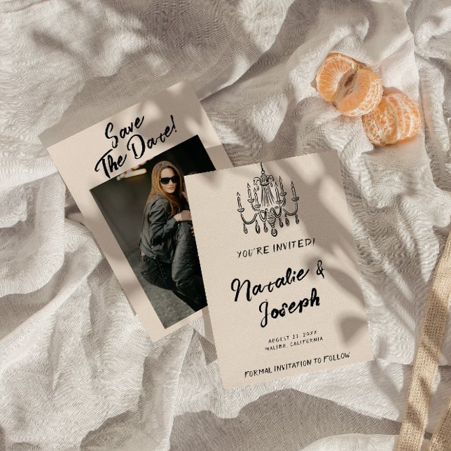 Reserve A Data Casamento de Fotografias Modernas Escritas na Mão  (Criador carregado)