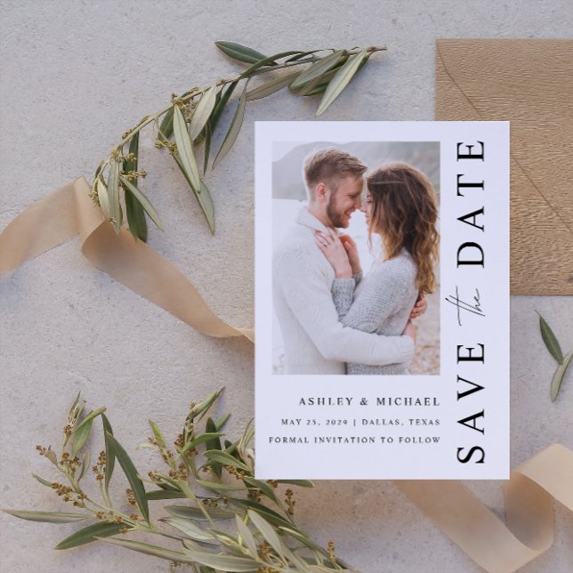 Reserve A Data Casamento de Fotografias Moderno Elegante 4 (Save Your Date in Style! Elegant & Personalizable Wedding Card. 💍💌 [Add Details])