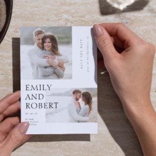 Reserve A Data Casamento de Fotografias Moderno Mínimo Preto e Br