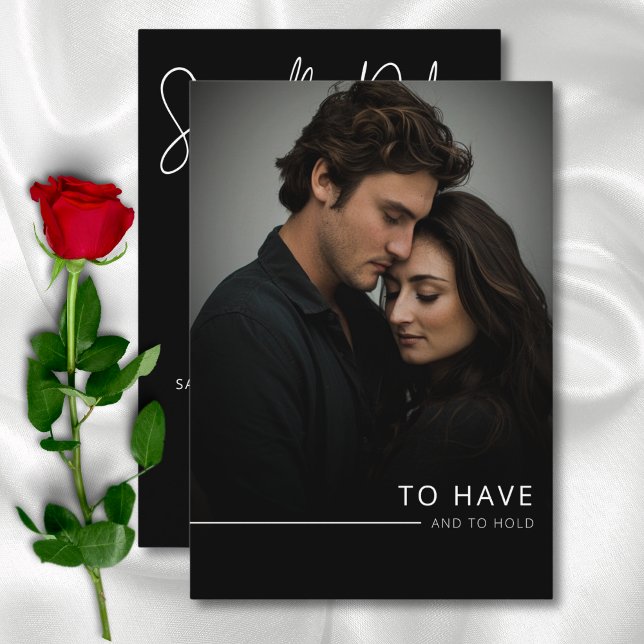 Reserve A Data Casamento de Fotografias Negra e Branca Moderna El (Modern Elegant Black & White Photo Wedding Save The Date)