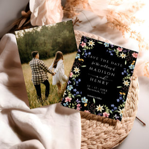 Reserve A Data Casamento de Fotografias Negra Rustic Wildflower