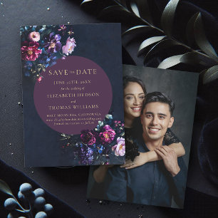 Reserve A Data Casamento de Fotografias Púrpura Floral Moody Dark