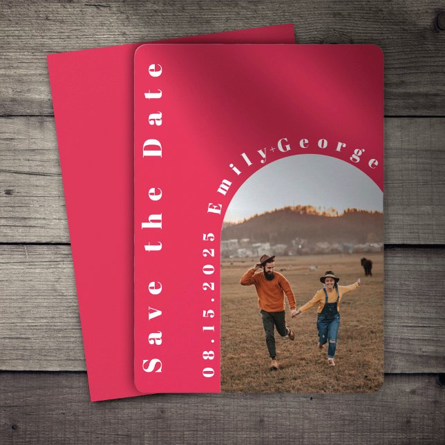 Reserve A Data Casamento de Fotografias Romântica Viva Magenta (Criador carregado)