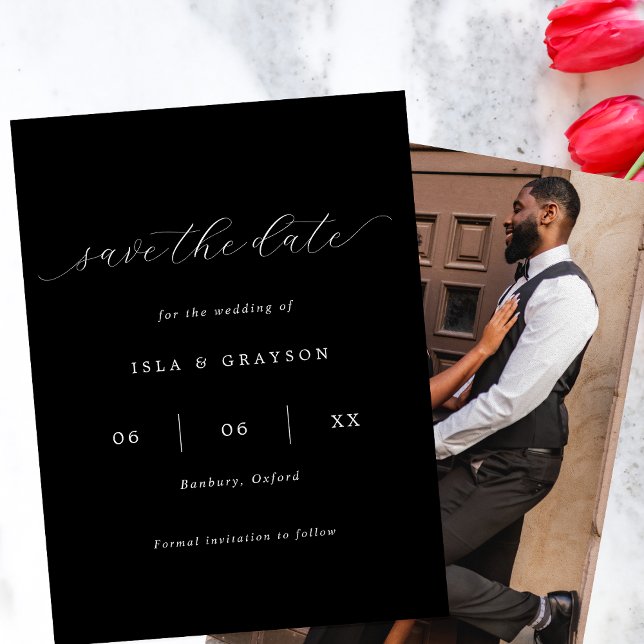 Reserve A Data Casamento de Fotografias Românticas em Preto e Bra (Criador carregado)