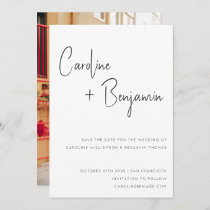 Reserve A Data Casamento de Fotografias Simples de Script Branco 