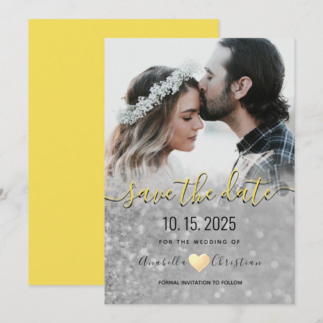 Reserve A Data Casamento de Fotografias Simples Elegante Moderno (Frente/Verso)