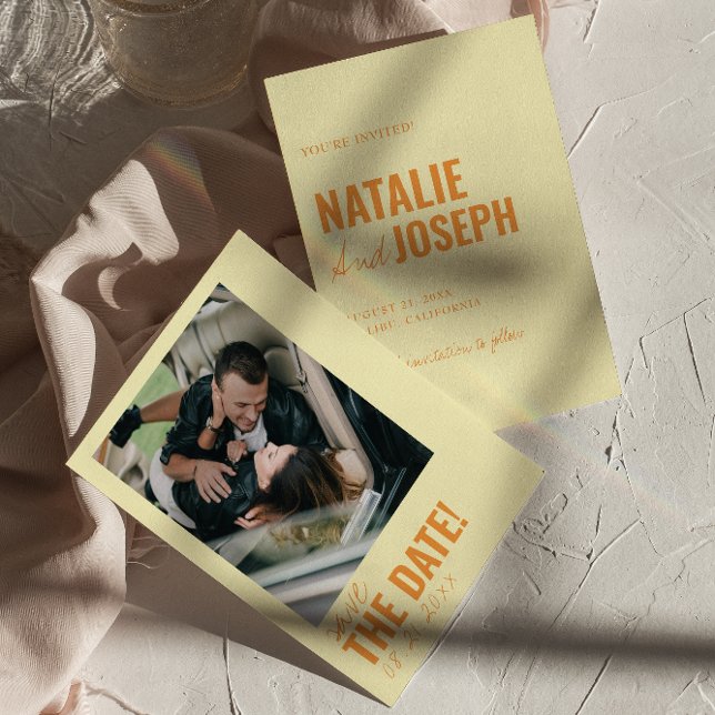 Reserve A Data Casamento de Fotografias Únicas Coloridas Modernas (Criador carregado)