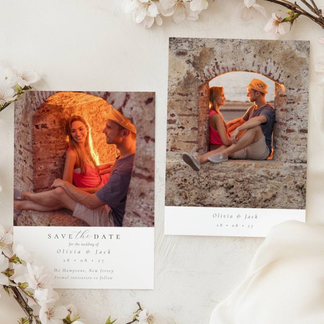 Reserve A Data Casamento de Fotografias Verde do Elegante Script  (Criador carregado)