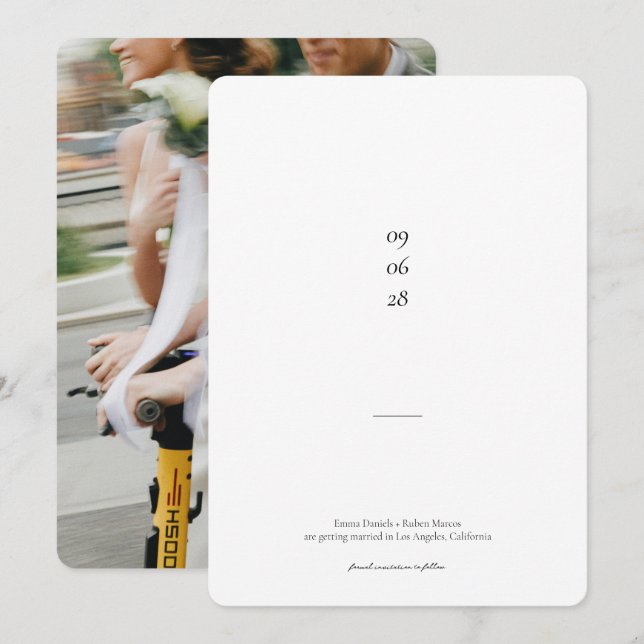 Reserve A Data Casamento de Fotos Branco e Preto Ultra Minimalist (Frente/Verso)