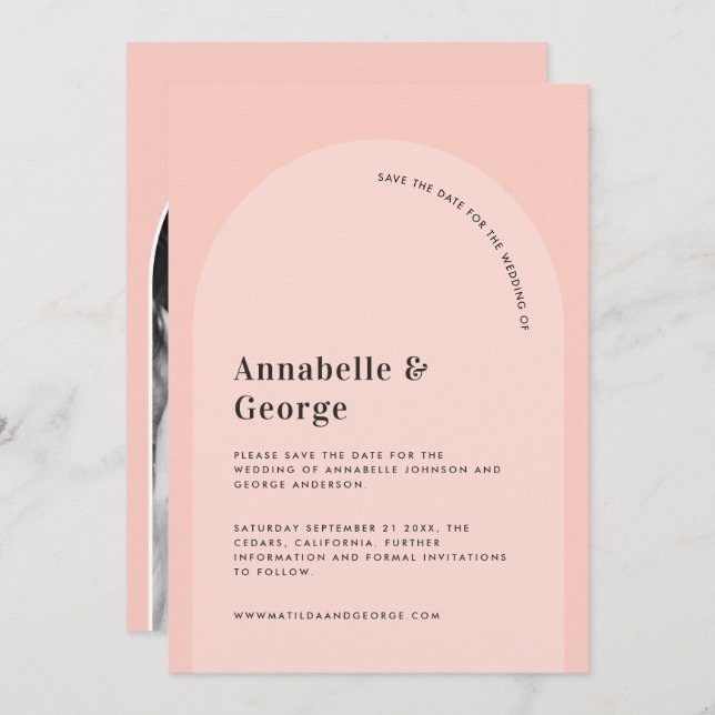 Reserve A Data Casamento de fotos com fotografia gráfica moderna (Frente/Verso)