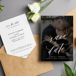 Reserve A Data Casamento de fotos com script de caligrafia elegan