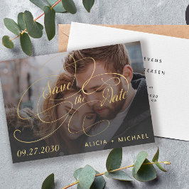 Reserve A Data Casamento de fotos com script de caligrafia em our