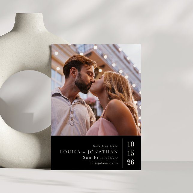 Reserve A Data Casamento de Fotos Contemporâneas Elegante Preto E (Criador carregado)