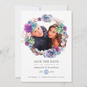 Reserve A Data Casamento de Fotos Geométricas em Rose Gold e Blus