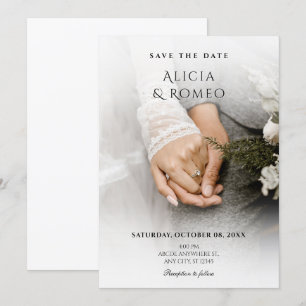 Reserve A Data Casamento de fotos minimalista branco