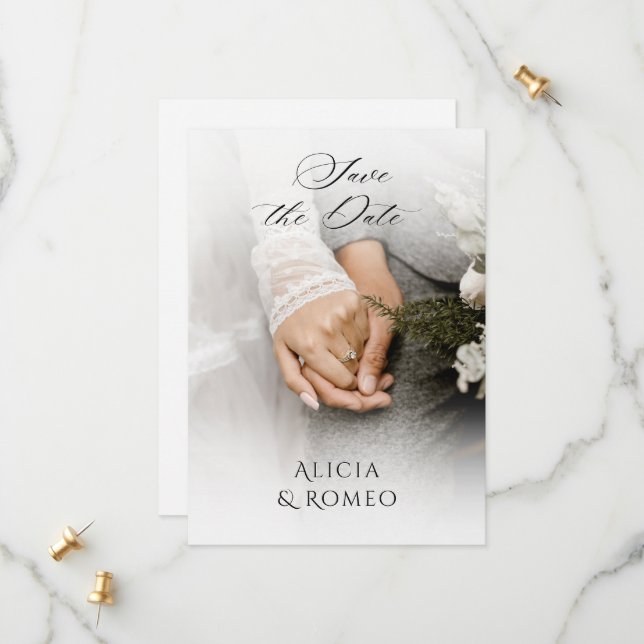 Reserve A Data Casamento de fotos minimalista branco (Frente/Verso In Situ)