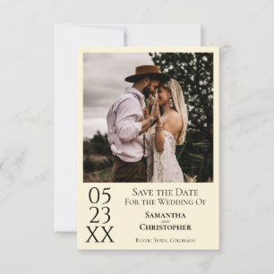 Reserve A Data Casamento de Fotos Mínimo Moderno de Ivory Cream
