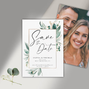 Reserve A Data Casamento de Fotos Moderna de Eucalyptus Greenery 