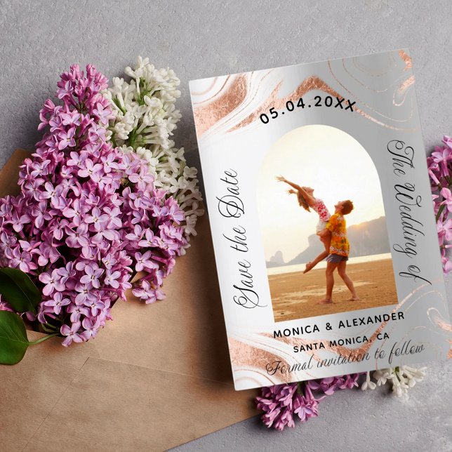 Reserve A Data Casamento de fotos rosa ouro de prata salvar a dat (Criador carregado)