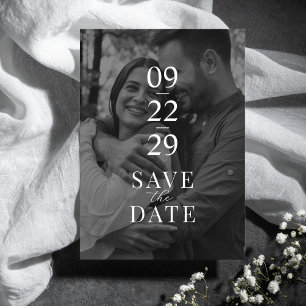 Reserve A Data Casamento de Fotos Simples, Preto e Branco