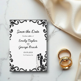 Reserve A Data Casamento De Frame De Casal Branco E Preto Chic El