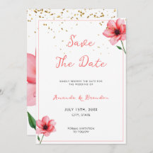 Casamento de Frame de Confetti Floral Rosa-Blush C