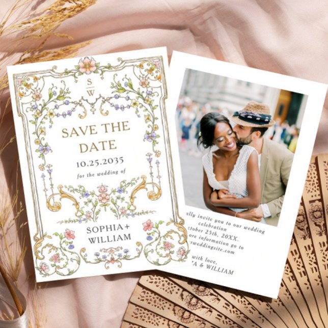 Reserve A Data Casamento de Frame Floral, Ornamentado Vitoriano G (Criador carregado)