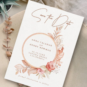 Reserve A Data Casamento de Frame Floral Pêssego Rosa Elegante