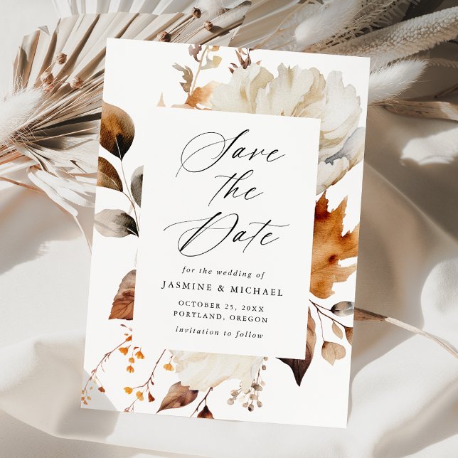 Reserve A Data Casamento de Frame Floral Rustic Autumn (Criador carregado)