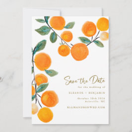 Reserve A Data Casamento de Frutas de Citros Laranja Aquarela